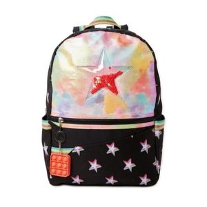 Girls 17" Laptop Backpack Sports Glam Black Star Confetti